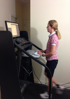 Beverly S Hill on treadmill desk